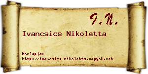 Ivancsics Nikoletta névjegykártya